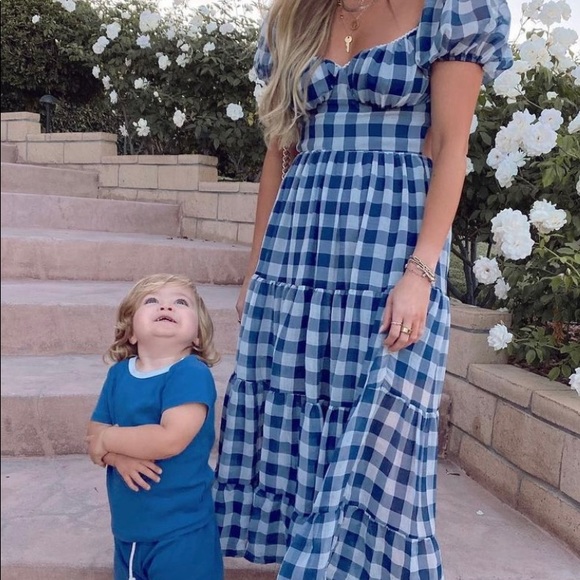 NWOT Vici Navy Gingham Midi Dress